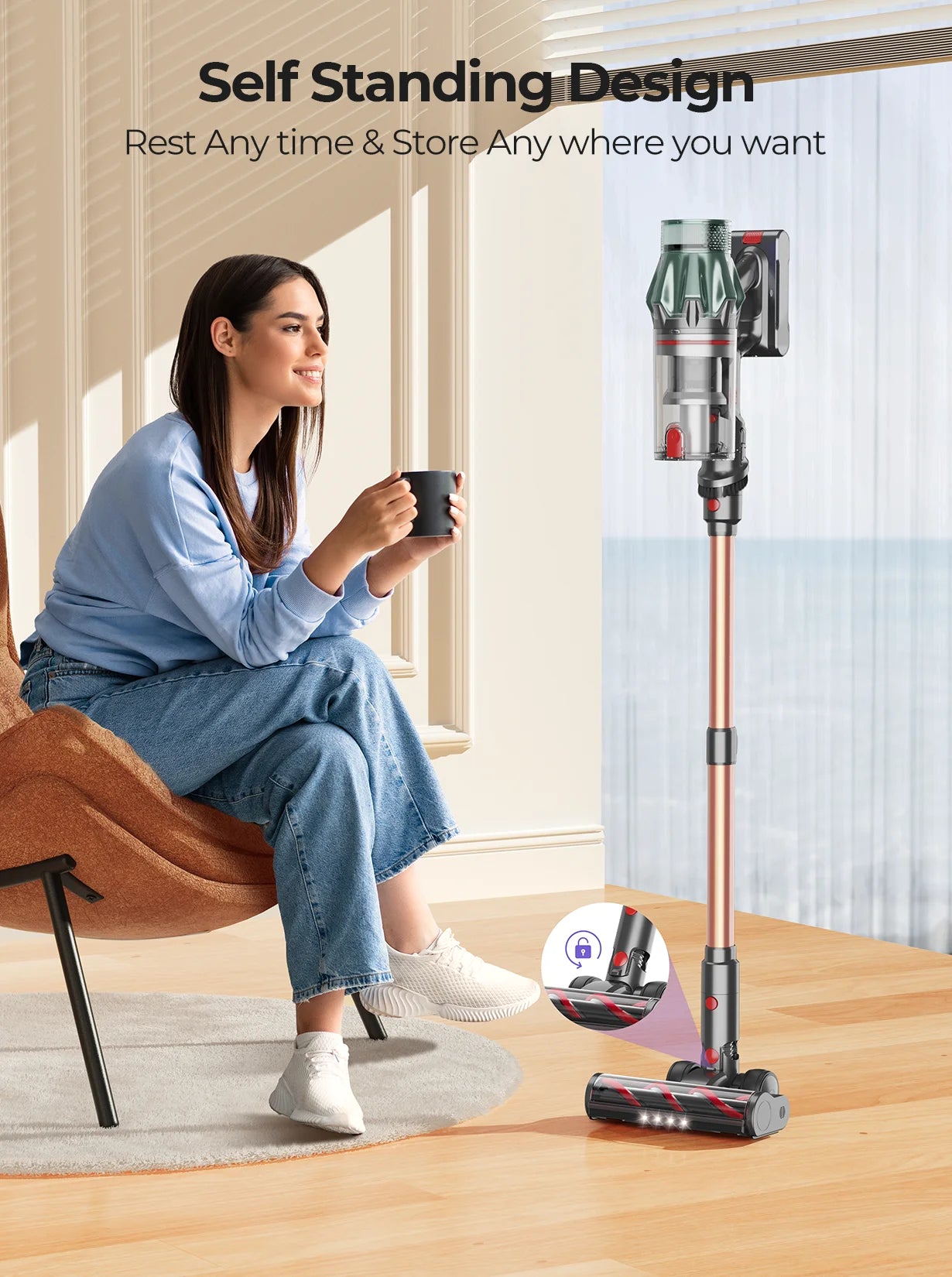 NEW Laresar V7 PRO 600W 65KPA Cordless Vacuum Cleaner Handheld Home Appliance Aromatherapy Function Long Hose Sofa Suction