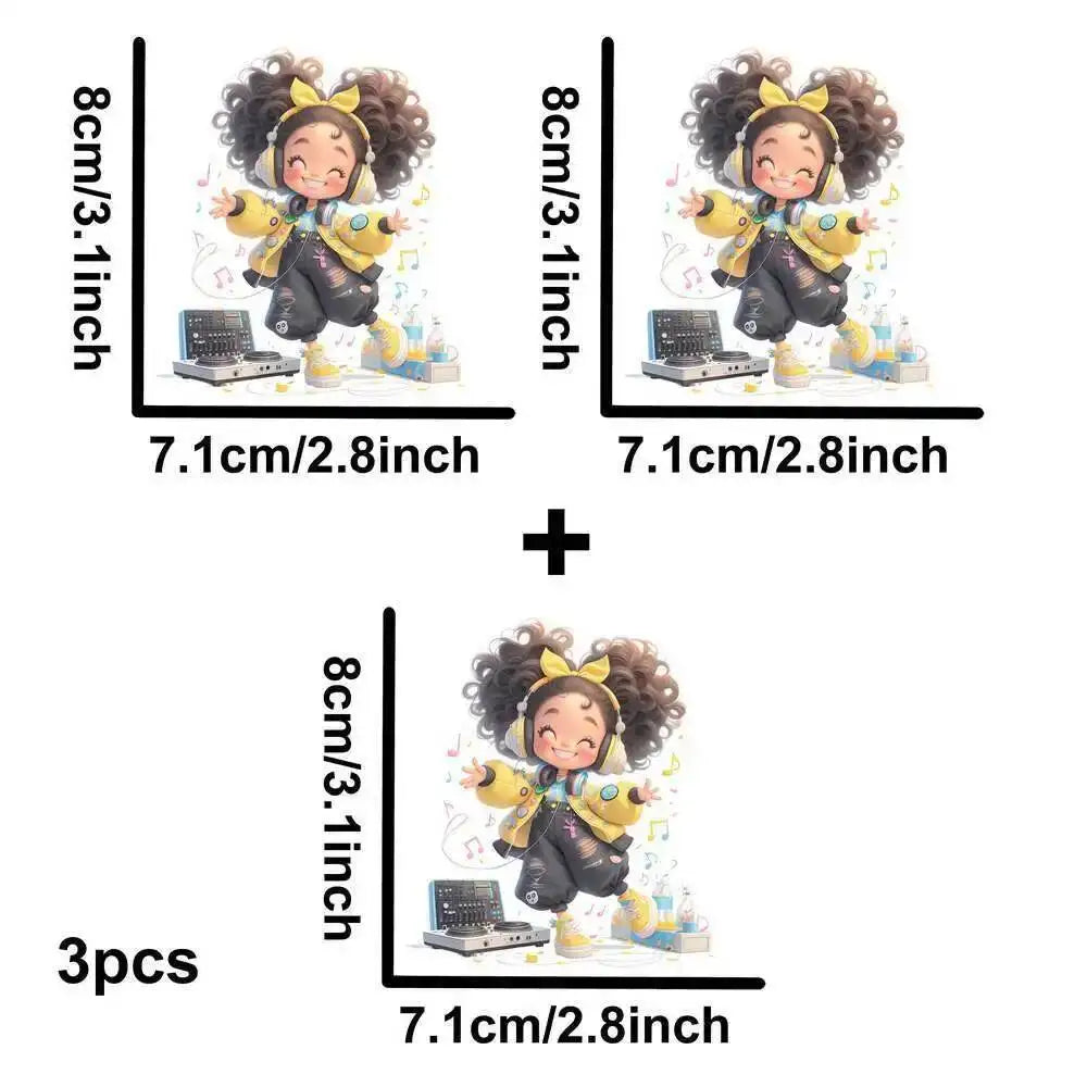 Yellow Guitar Music Girl Heat Transfer Patches For Clothing DIY A-Level Washable T-shirts Iron-on Thermal Stickers