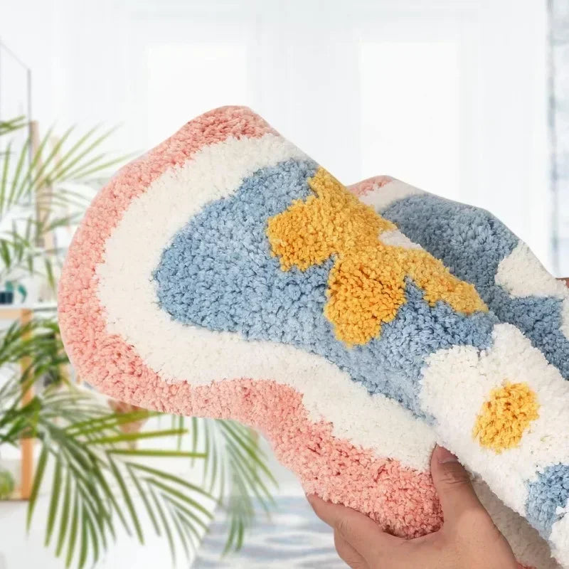 Bath Mat Non Slip Soft Faux Wool Rug Quick Dry Dirt Resistant Bathroom Carpet for Shower Tub Toilet Home Floor Mat