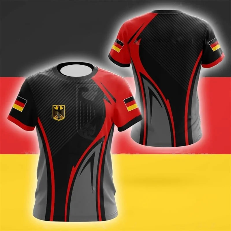German National Emblem T-Shirt for Mens' Sports Gym T-Shirt Summer Quick Dry Short Sleeves Women Wetsuit Surfing Suit Beachwear