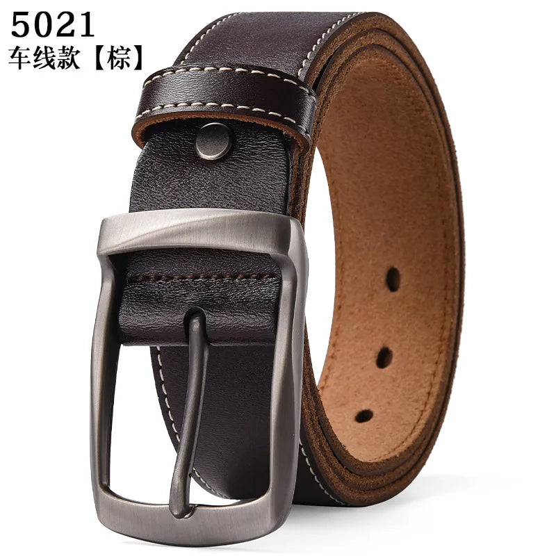 Men's Genuine Leather Needle Buckle Waistband Large Size 105-140 150 160 170cm Cowhide Retro Belt Handmade Casual Trend Belt