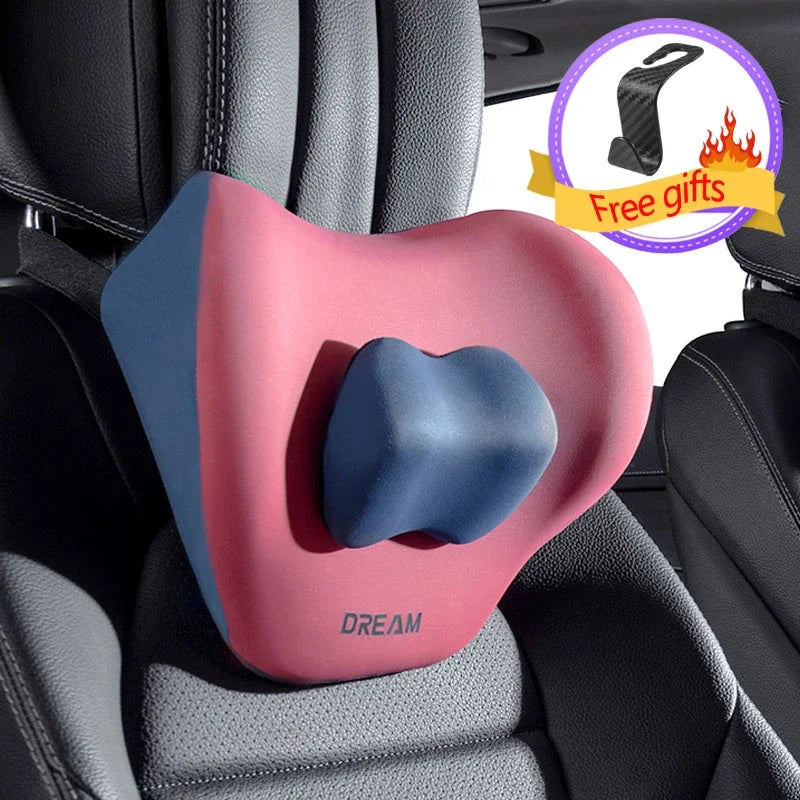 Car Seat Pillow Adjustable Neck Pillow Lumbar Support Pad Breathable Memory Foam Slow Rebound Pillow Universal Lumbar Cushion