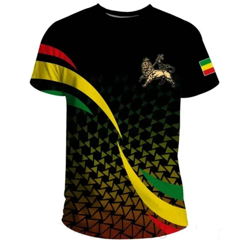 New Summer New Tigre African Country Flag Print T Shirt Man Ghana National Emblem Pattern Casual Oversized Tshirts Male Clothing