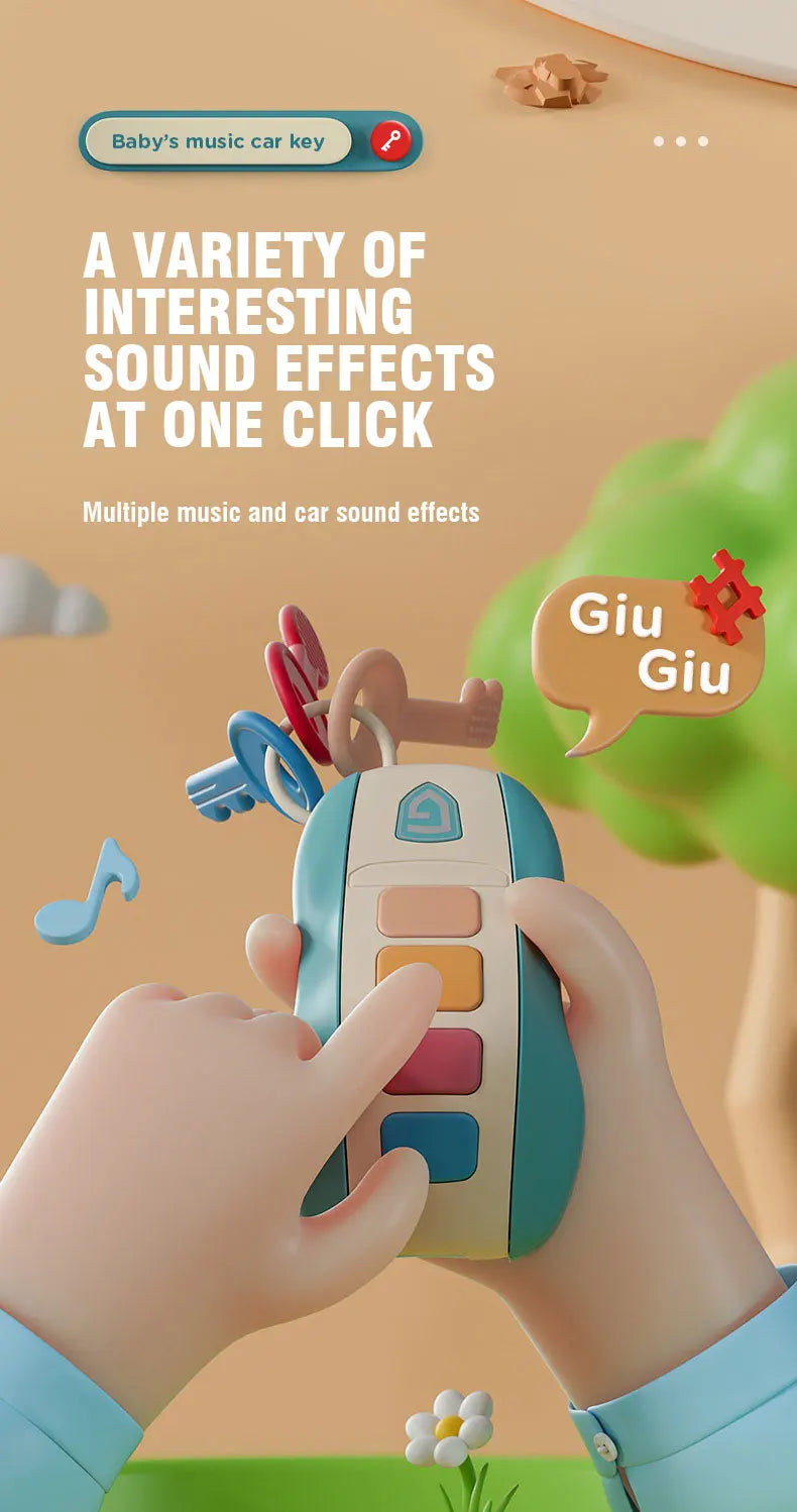 Baby Toy Musical Car Key Pretend Play Baby Vocal Music Toys Smart Remote Car Educational Toys for Children Gift for Newborn