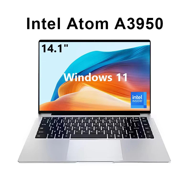 2026 14.1 Inch Notebook Computer Intel A3950 Ultra Slim Laptop 12GB RAM 512GB 1TB 2TB SSD Windows 11 Portable PC 4K Office Study