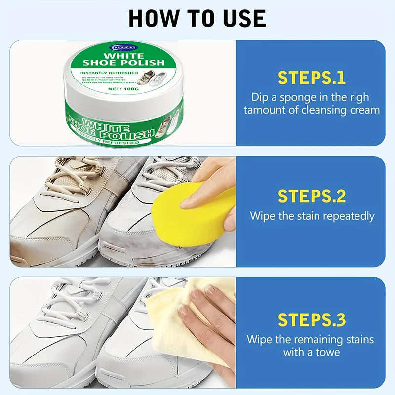 High-quality white shoe cleaner, a whitening and stain remover for synthetic leather, car interiors, and genuine/faux leather so