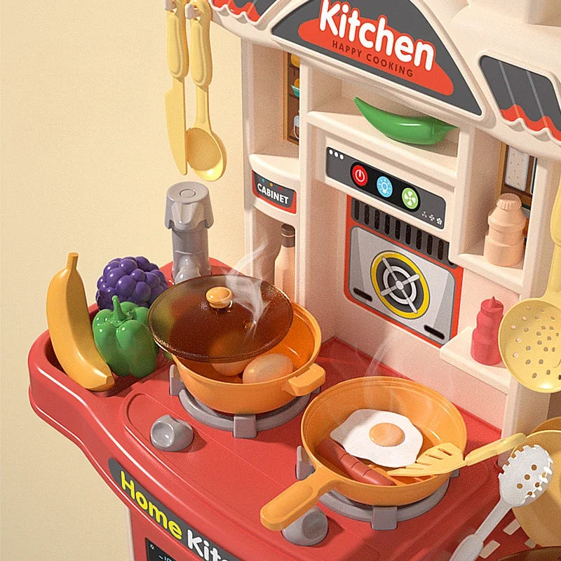 Children Play House Toy Simulation Kitchen Table with Sound Kids Role Play Kitchen Utensils for Girl Cooking Educational Toy Set
