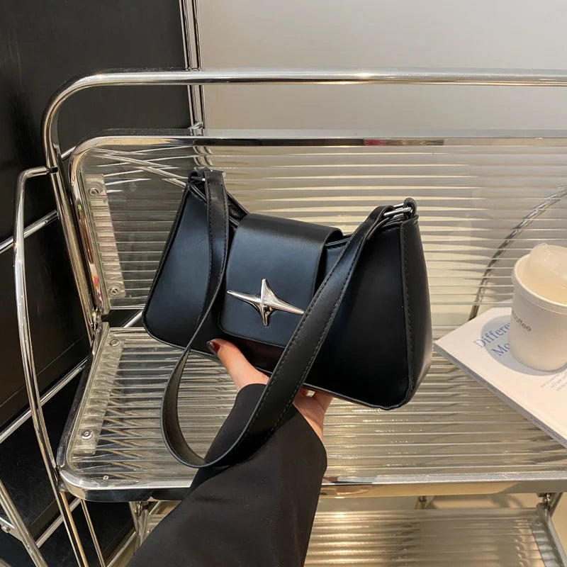 Y2K Vintage Small Purse for Women Classic PU Leather Shoulder Bag Ladies Underarm Handbag Fashionable Daily Crossbody Bag