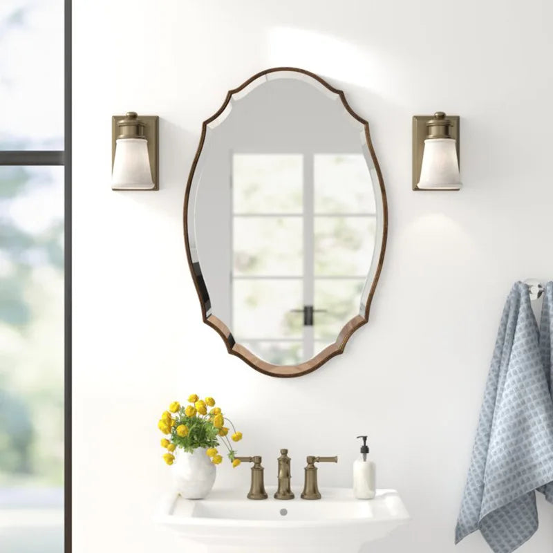 Retro Wall Mounted Bathroom Decorative Mirror French Light Luxury Bathroom Mirrors Hotel Home Furnishings Espejos De Baño