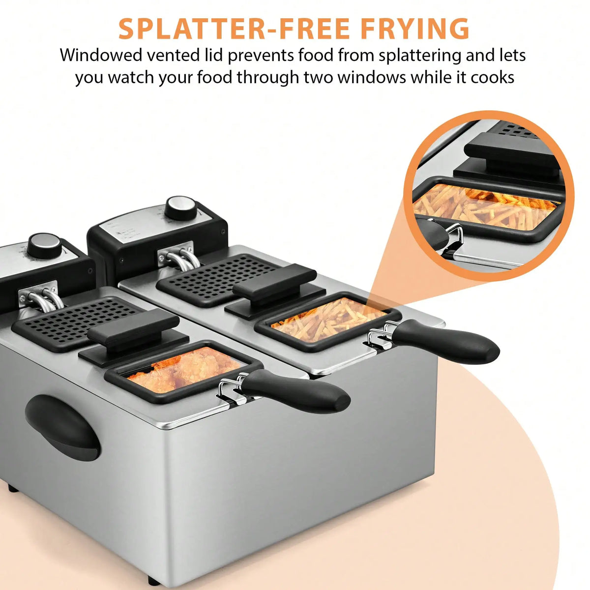 1500W Home Deep Fryer, 2.5L 304 Stainless Steel Oil Pot with Basket, Adjustable Temperature Control & Removable Lid, Easy Clean Electric Fryer, Great Gift for Cooking Lovers
