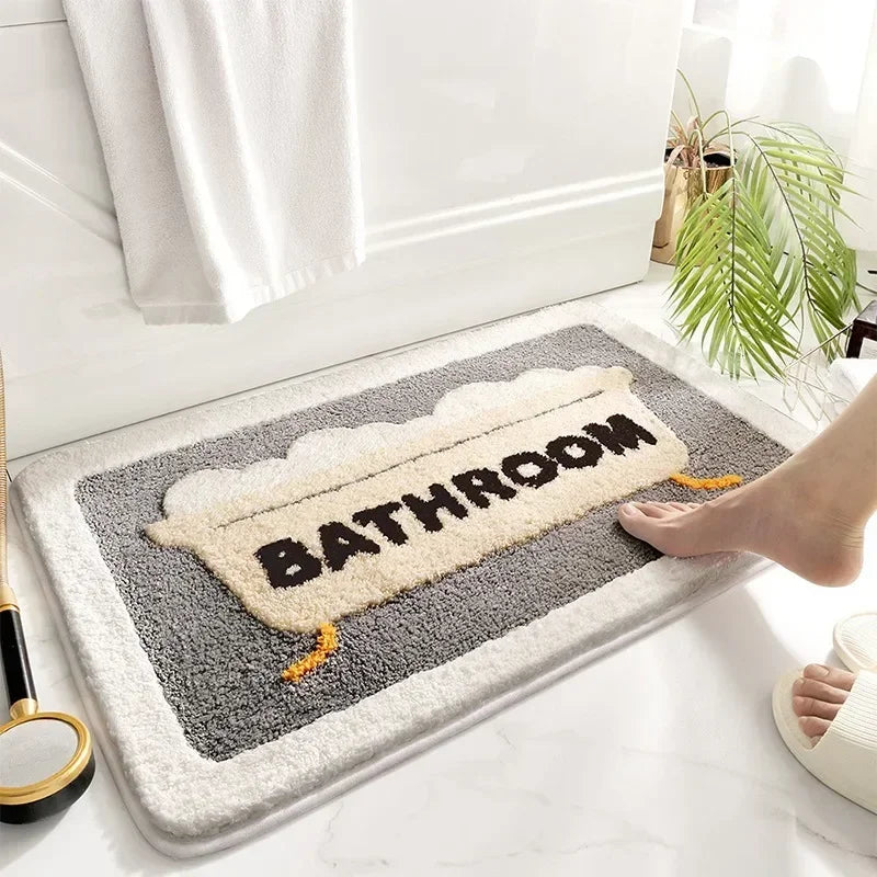Bath Mat Non Slip Soft Faux Wool Rug Quick Dry Dirt Resistant Bathroom Carpet for Shower Tub Toilet Home Floor Mat