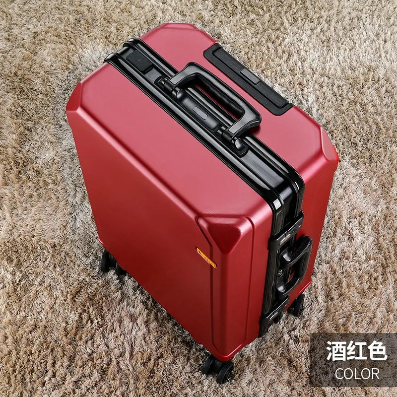 New Fashion rolling luggage aluminum frame USB charging trolley suitcase 20/24/26/28 inch students password travel luggage