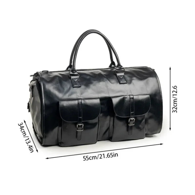 PU Leather brand men Business Travel luggage bag business Waterproof Large Convertible 2-in-1 Hanging Luggage Duffel Suit Bag