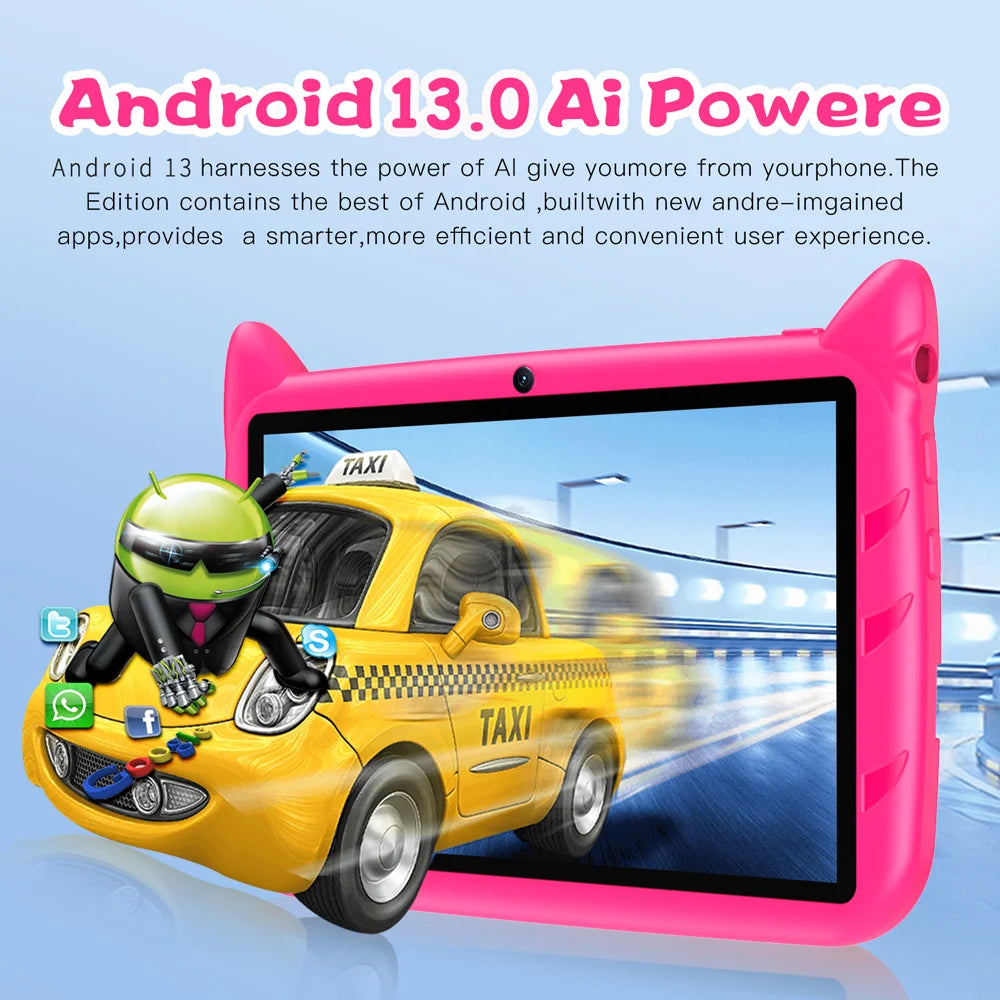 B86 7 Inch Kid Tablet Android 13, 4GB RAM 64GB ROM 1TB Expand,5G WiFi,4000MAH Battery,Dual Camera, Children's Gift Kids Software