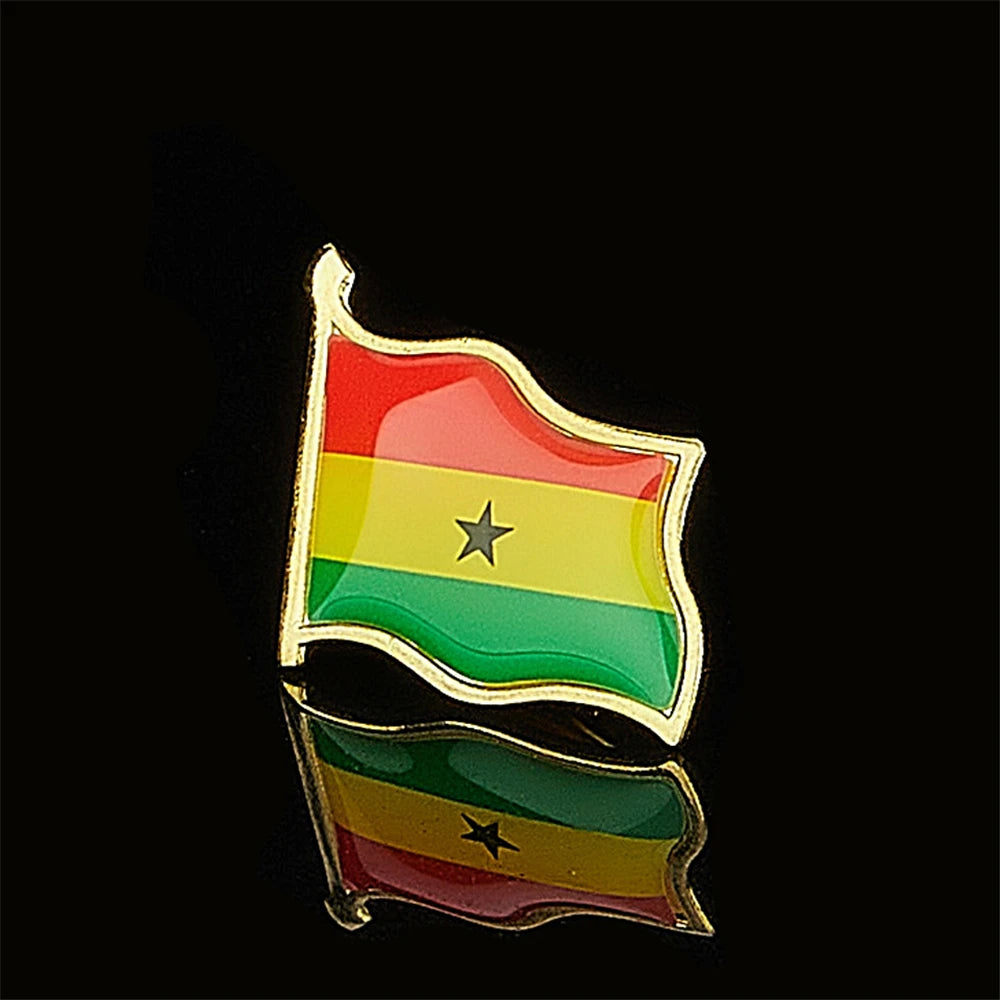African Country The Republic of Ghana Pin Brooch Waving National Flag Badge Brooch W/ Butterfly Clip Clothes Acessories