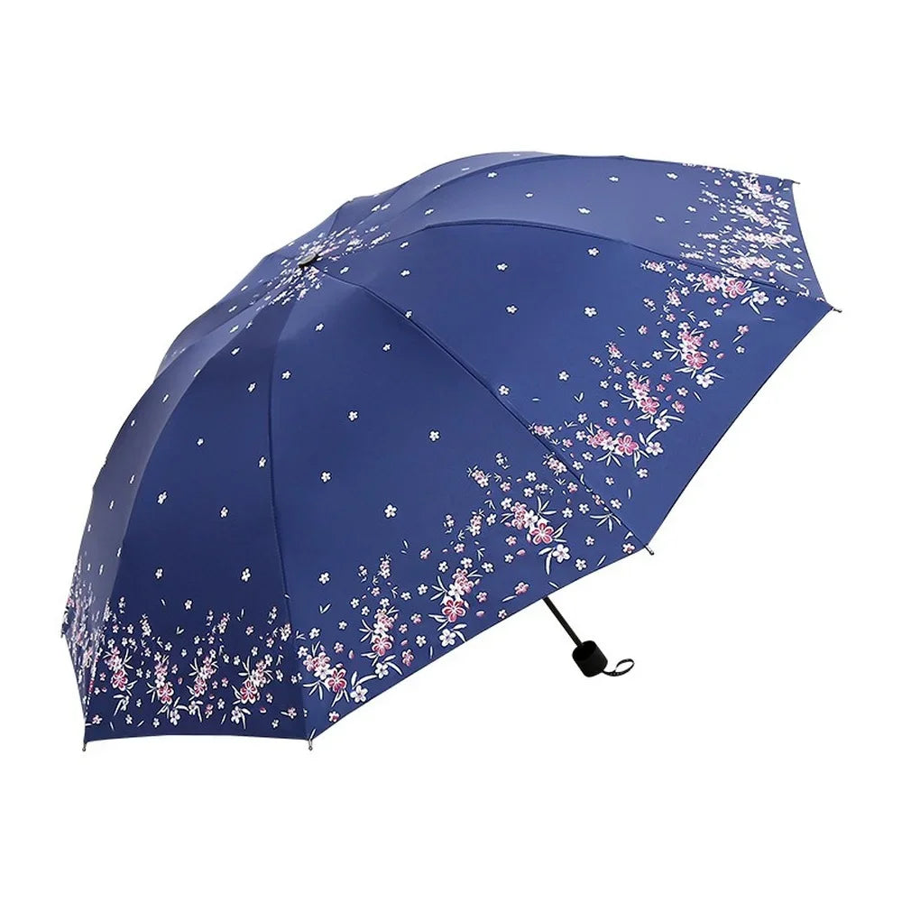 Double Large Umbrella Flower Pattern Rain Umbrellas Anti UV Sun Protection Rain Umbrella Women Folding Portable Travel Parasol