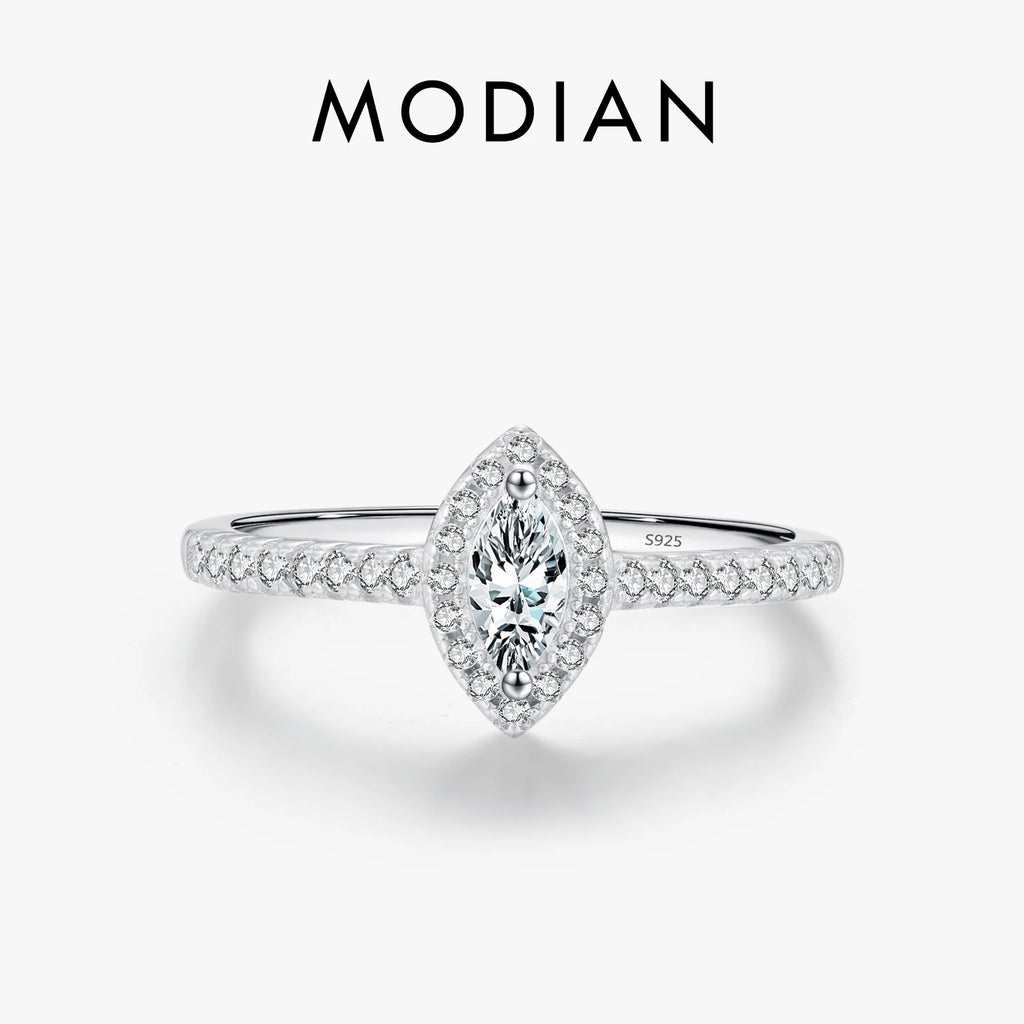 MODIAN Exquisite Luxury Marquise Cut CZ Ring 925 Sterling Silver Ring for Women Wedding Engagement Gift Fine Jewelry Accessories