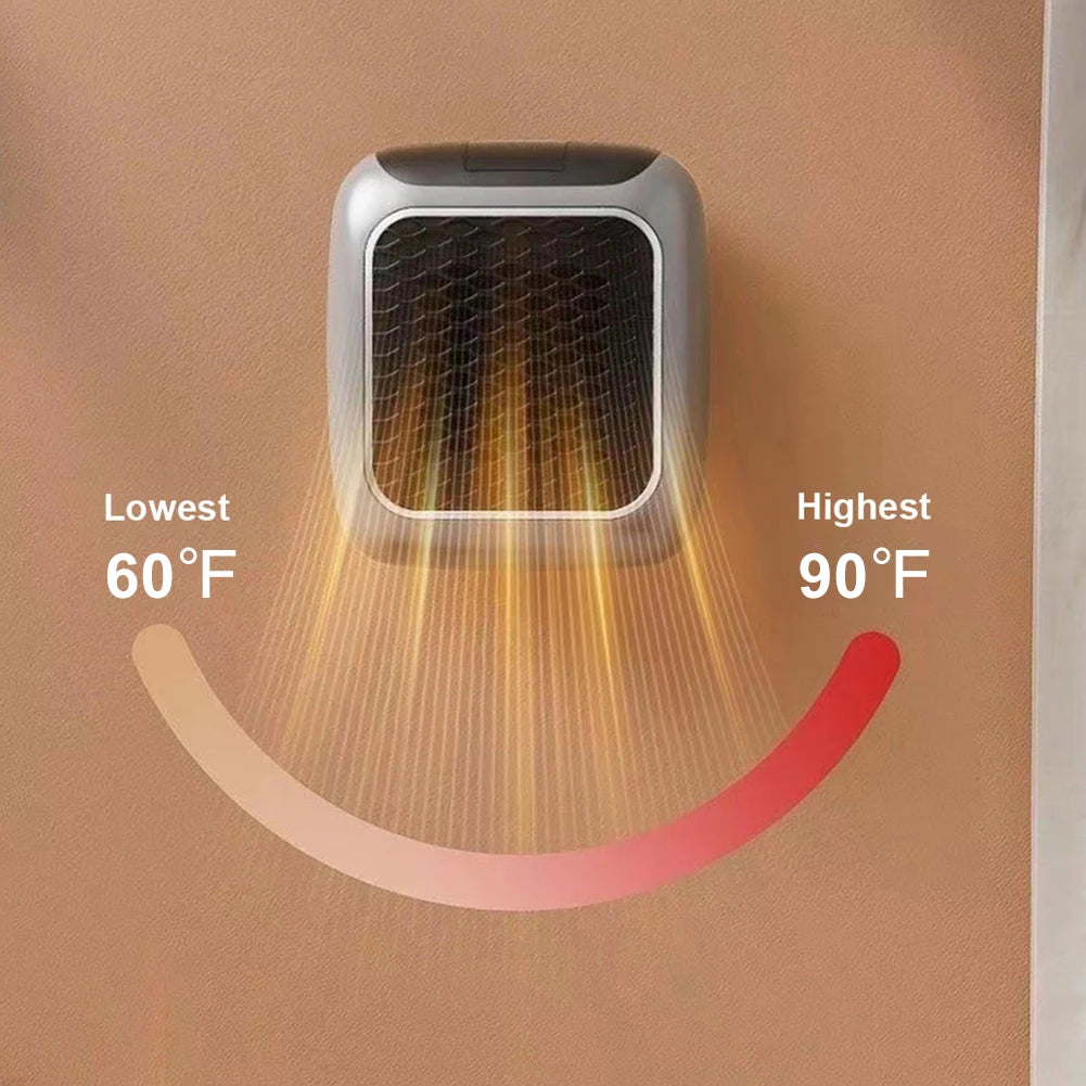 2-in-1 Plug In Heater Space-Saver Wall Mountable or Portable Mini Heater with Quiet Operation for Personal Spaces