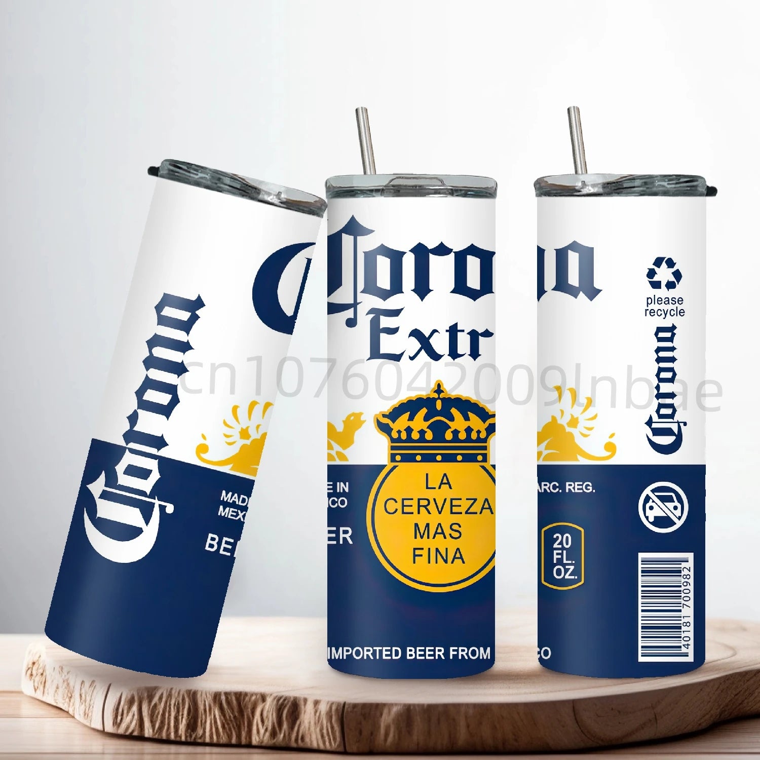 20oz Keep Hot or Cold Corona Tumblers Cup With Lid and straw Mexican Creative Extra Beer Can Stainless Steel Vacuum Water Bottle