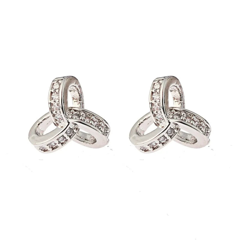 Exquisite design Iced Out Cycle Buckle Earring for Women Top Quality Bling AAA Zircon Stud Earring Wedding Anniversary Jewelry