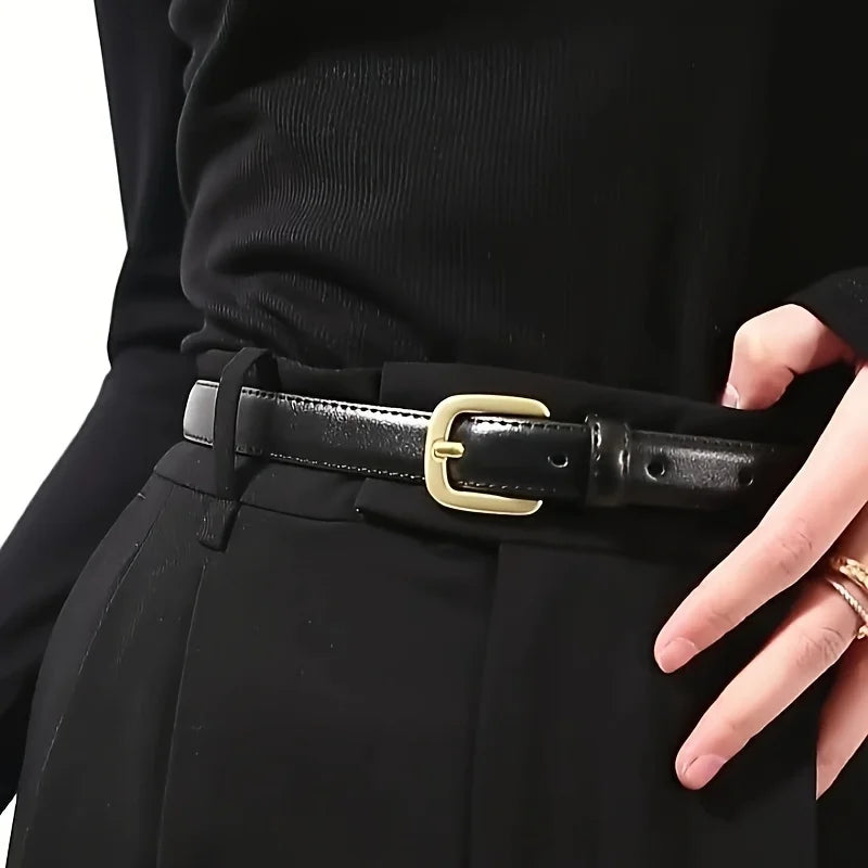 Women's Belt Fashion Black Belt Retro Needle Buckle Jeans Belt Casual Strap Long Skirt Belt