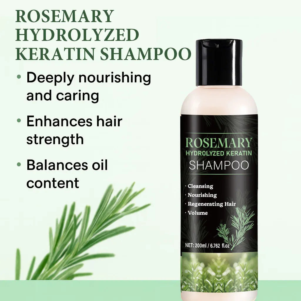 200ml Organic Rosemary  Shampoo Hair Growth for Women and Men,Natural Thickening & Strengthening Shampoo with Hydrolyzed Keratin