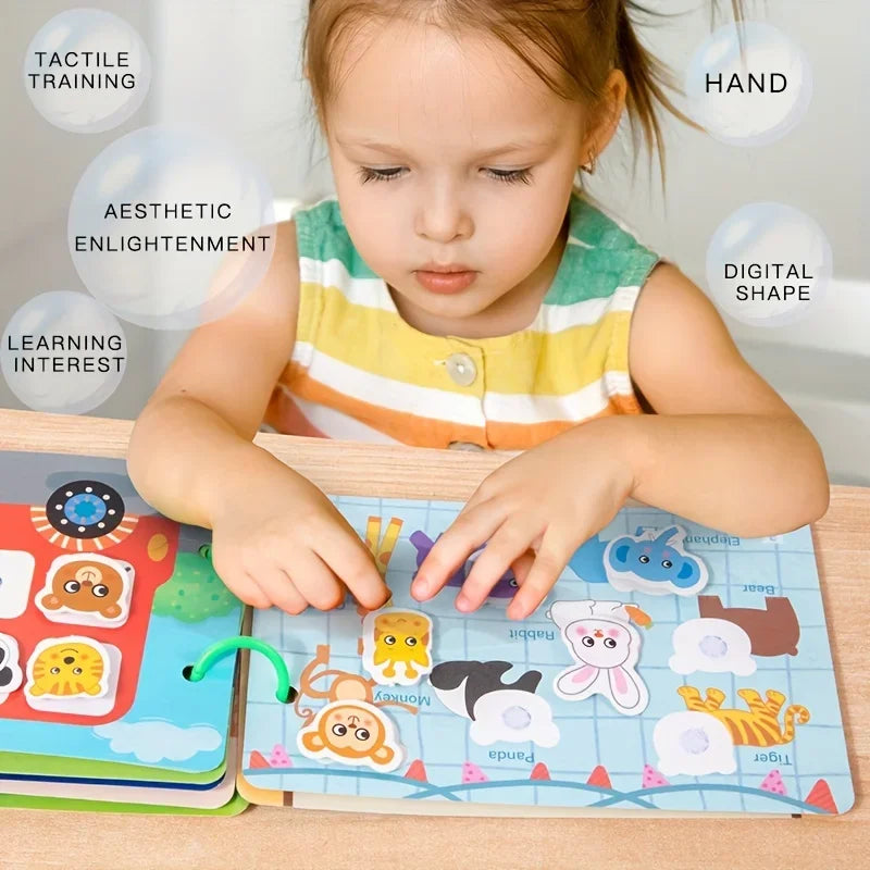 1 Set Montessori, Quiet Book, Preschool Learning Activity Book, Numbers Shapes, Tactile Training- Sensory Puzzle Playset