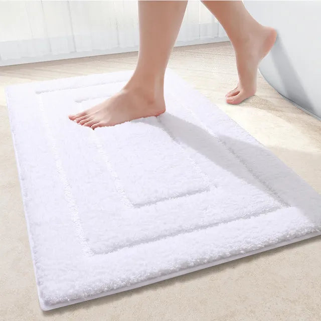 Microfibre Bathroom Rugs Non-Slip Washable Bath Doormat Water Absorbent Resist Dirt Bath Carpet Shower Velveteen Foot Mat