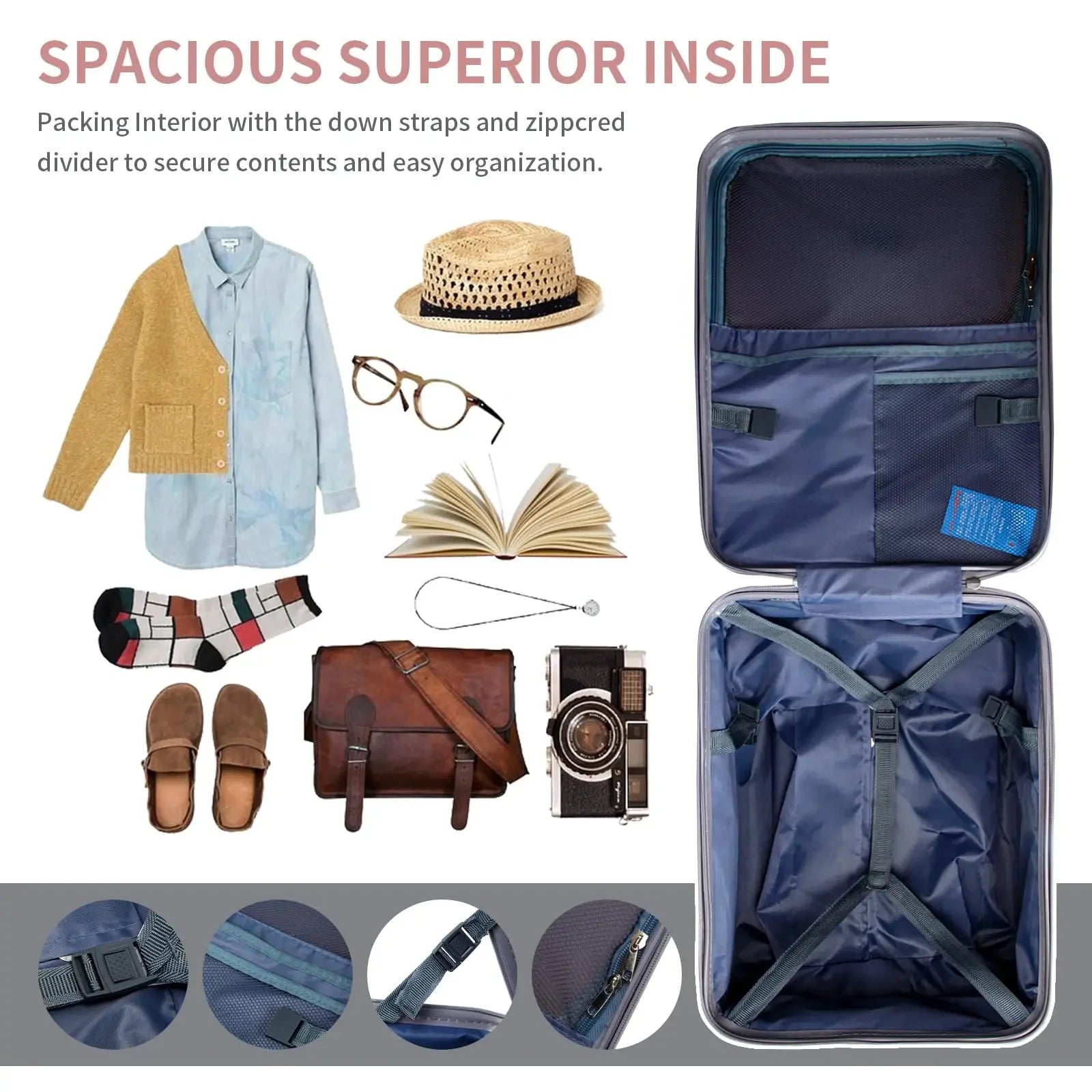 Travel in Style with Large Suitcases Featuring Child Seat Design and Spinner Wheels, 20 inch Expandable Rolling Luggage