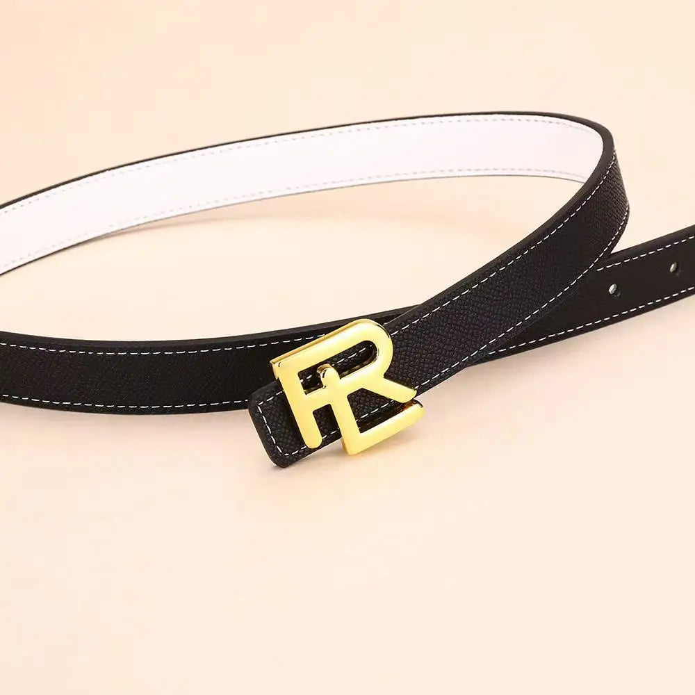 Women's fashion double-sided belt high-quality gold buckle is best suited to women's denim belt dresses