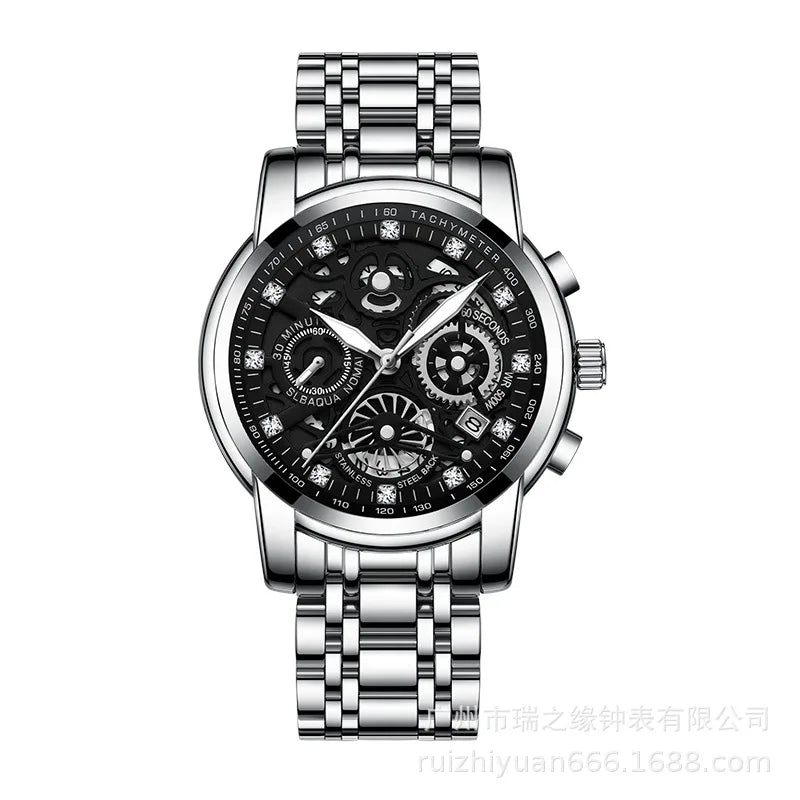 Ruizhiyuan best-selling gold watch - men's luxury waterproof watch, large gold-plated watch