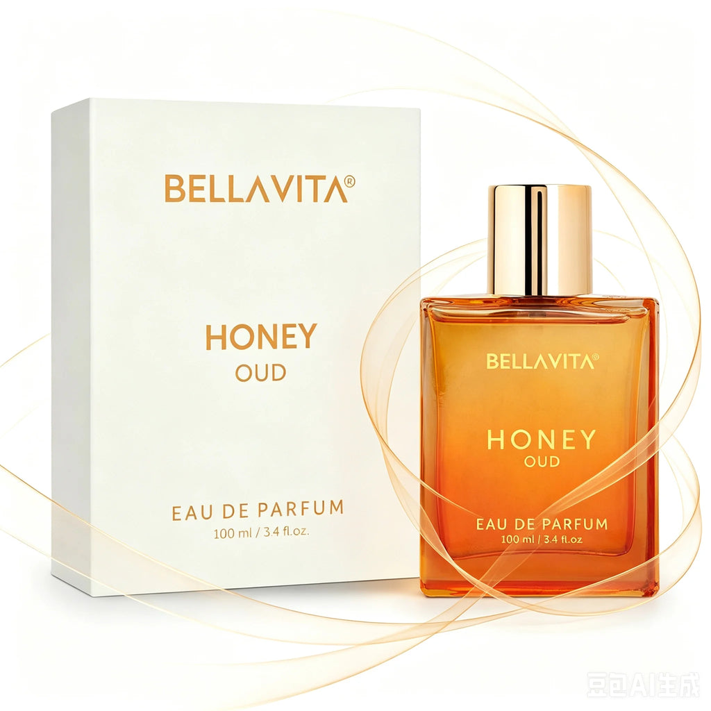 BELLAVITA Honey Oud Eau De Parfum 100ml Long Lasting Woody Sweet Fragrance Unisex Perfume Spray With Gift Box
