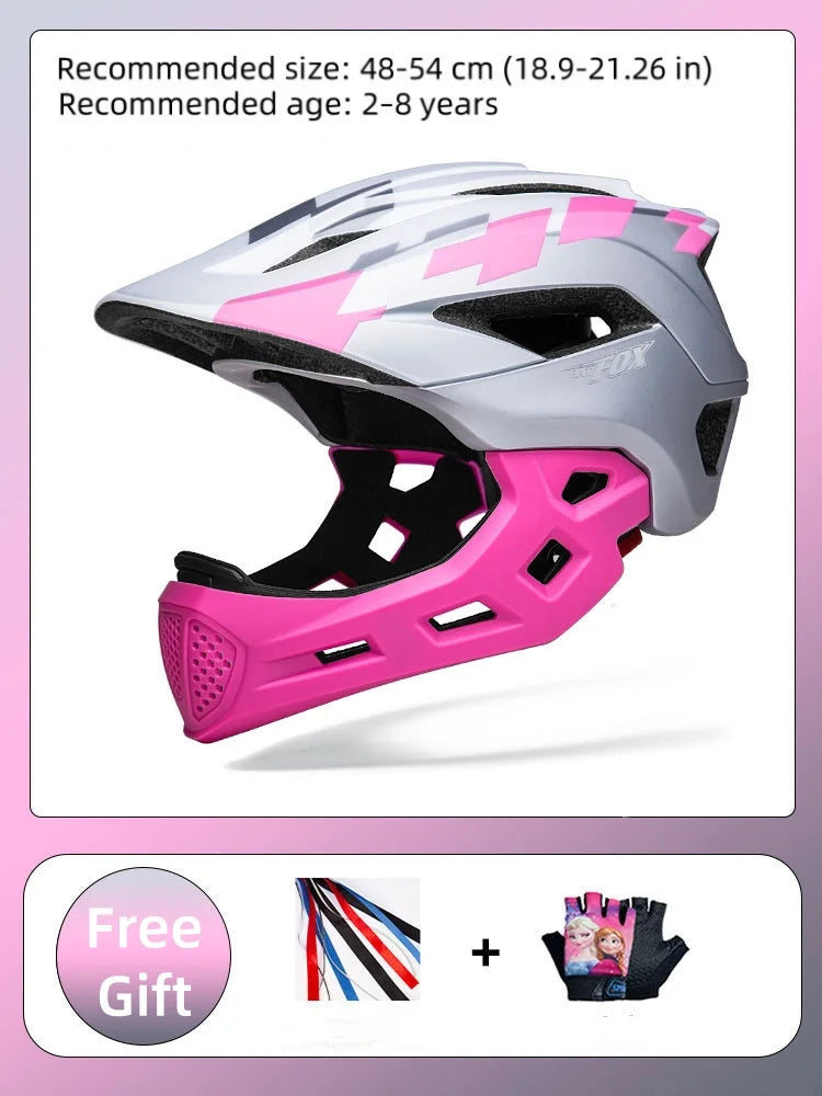 BATFOX Kids Helmet Full Face Mtb Bicycle Helmet child Children Girl and Boy Cycling BMX Detachable Downhill Multi-Sport Helmet