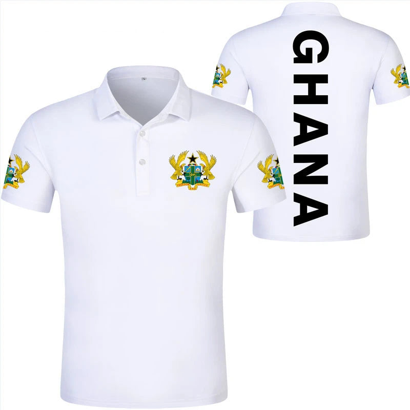 2024 Ghana Flag Graphic Polo Shirt Ghanaianoy National Emblem Map Men Jersey Tops Republic College Africa Kids Sports Streetwear