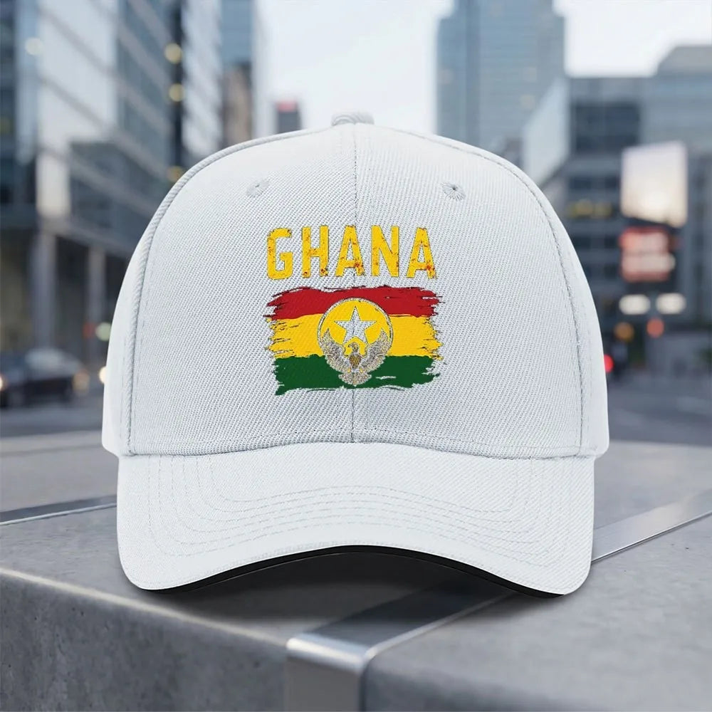 Ghana Flag Distressed Baseball Cap Adjustable Unisex Outdoor Sports Curved Brim Hat