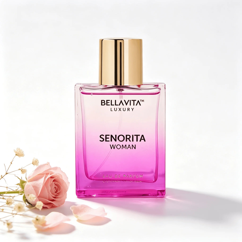 BELLAVITA LUXURY Senorita Woman 100ml Ladies EDP Spray Long Lasting Elegant Floral Cologne Pink Transparent Bottle Gift Package