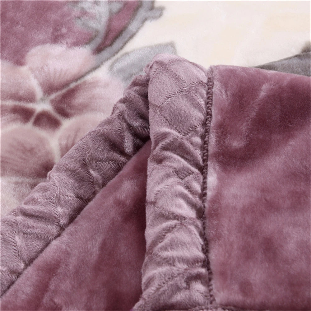 Soft Warm Fluffy Blanket Spring Summer Double Layer Raschel Mink Throw Blanket Bedspread Coverlet Thick Blanket