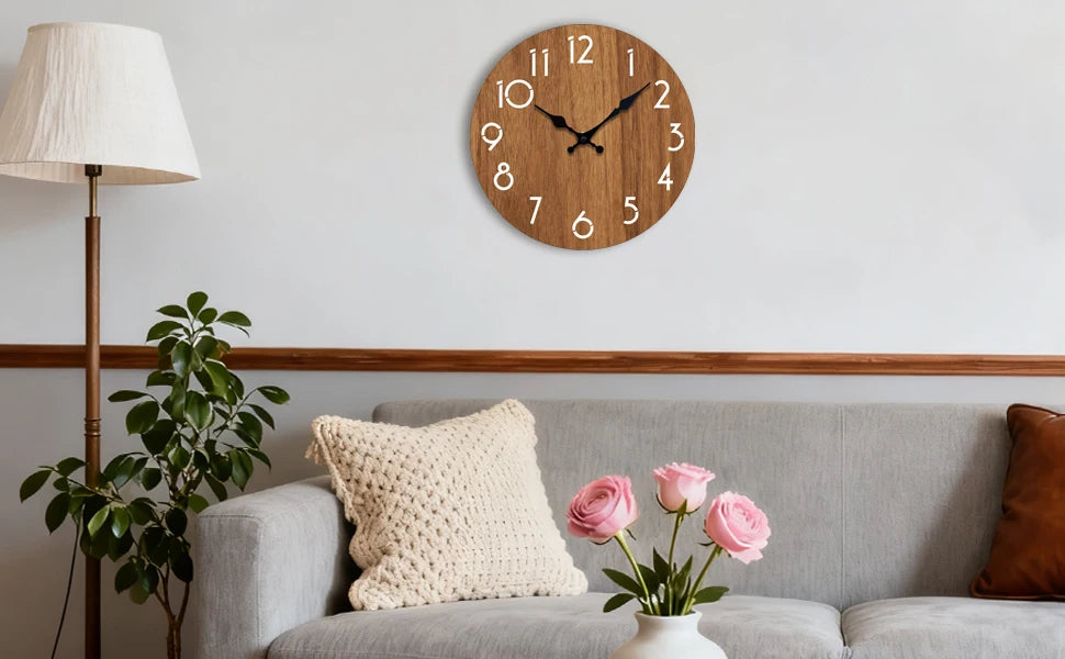 Modern Wooden Wall Clock Minimalist Decor for Living Room Bedroom Non Ticking Clock Stylish Gift for Home Decor Enthusiasts