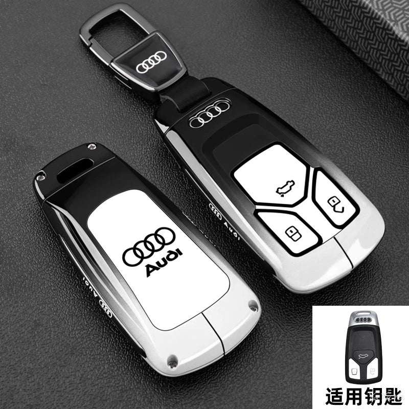 3 Button Metal Car Key Case Cover Key Protect Shell For Audi A3 A4 Q3 Q5 TT A1 A4L A5 Q5L Q7 A6L A7 A8L A6 S3 S4 RS5 RS Sticker