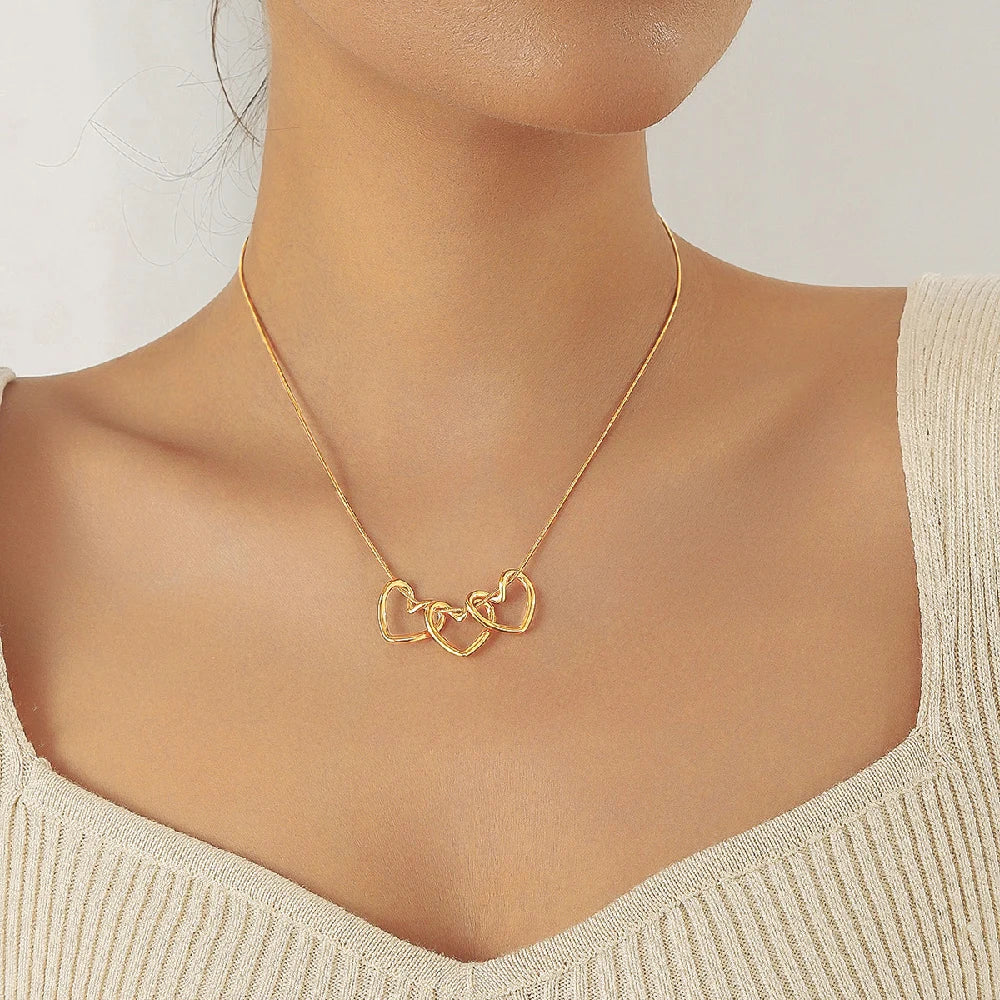 DIEYURO 316 Stainless Steel Golden Minimalist Heart Necklace For Women Fashion Trend Girl Jewelry Valentine's Day Gift Joyas