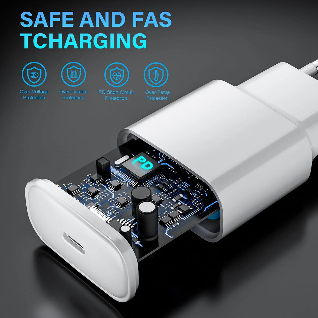 35W PD Fast USB-C Charger For iPhone 13 14 Pro Max 11 12 mini X XR XS Max 8 Plus Rapid Charging Phone Charger Cable 1m 1.5m 2m
