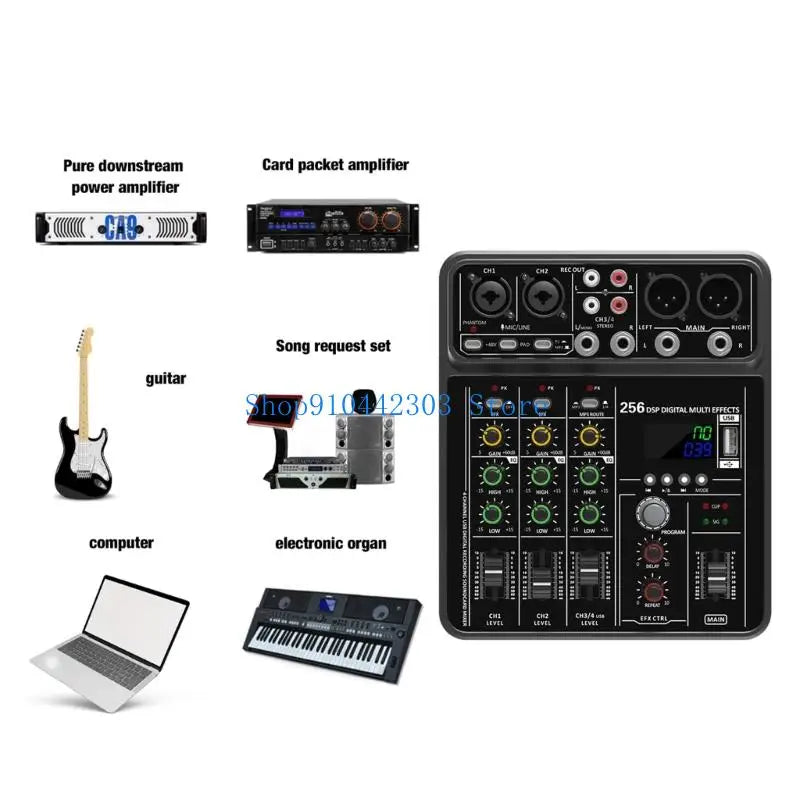 L4MD Advanced 4Channel Audios Mixer Audios Consoles USB Playbacks for Concerts