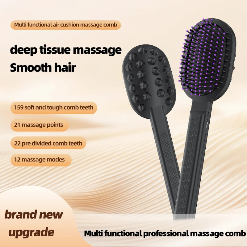 Multifunctional Air Cushion Scalp Massage Comb with 12 Cyclic Massage Modes, Portable Hair Volumizing and Hair Care Massager