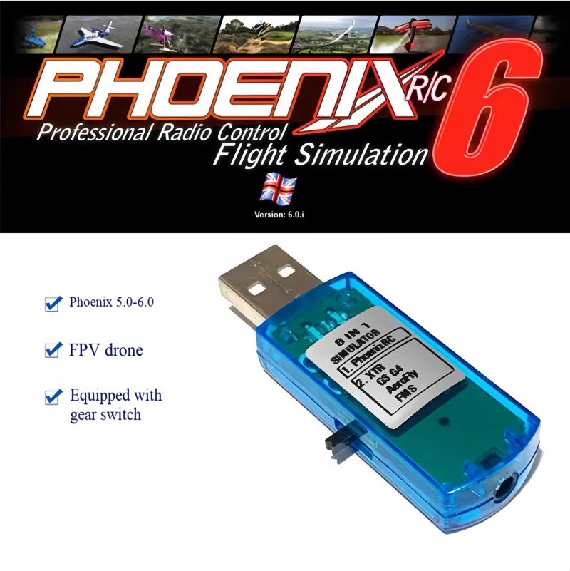 Remote-controlled model airplane simulator 8-in-1, supporting Phoenix 5 G3 G4 XTR fixed-wing FPV drone and helicopter