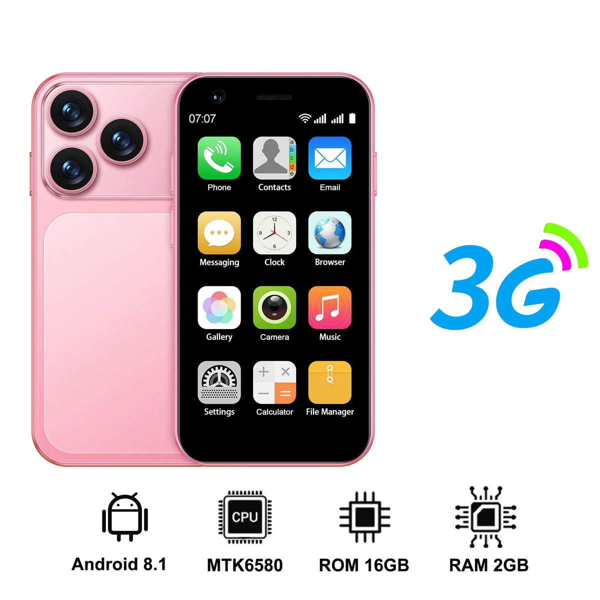 SERVO 18SE Mini Smartphone Android OS 3.0" Fullview Display 3G Cellular 2GB+16GB Face Unlock Small Mobile Phones GPS Play Store