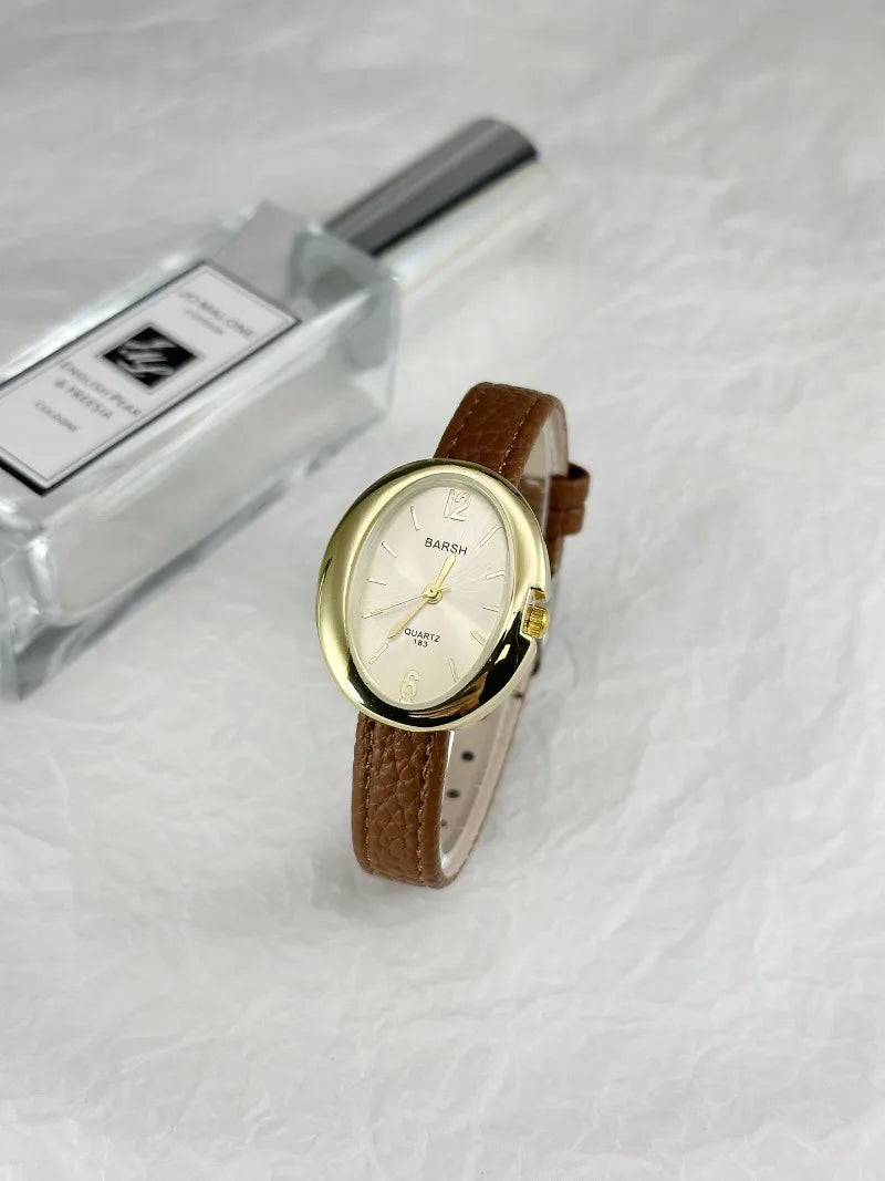 Fashion Quartz Watch for Women Simple Leather Strap Pigeon Egg Dial Ladies Watches Luxury Gift Girl Wristwatches Dropshipping