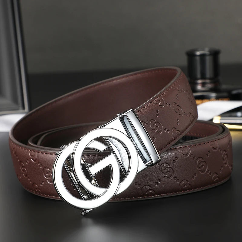 2025 High Quality New 3.4cm Belt women Luxury Automatic Buckle Leather Strap for men Belt Designers Brand Male Belt for jeans