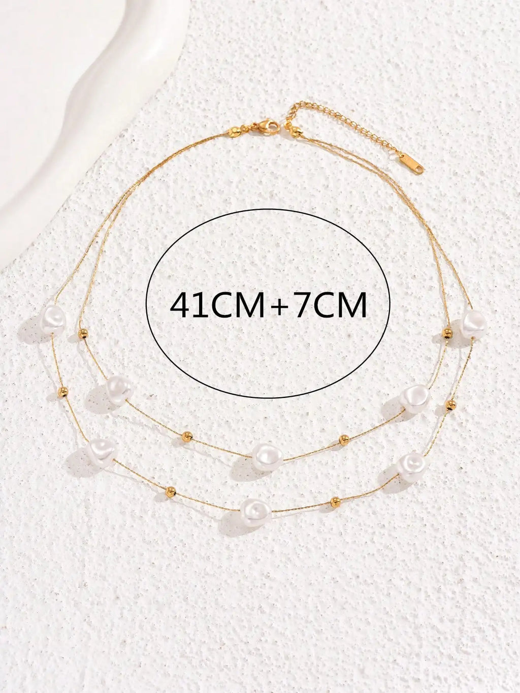 Stainless Steel Double Layer Pearl Necklace For Women Daily Wear Gift