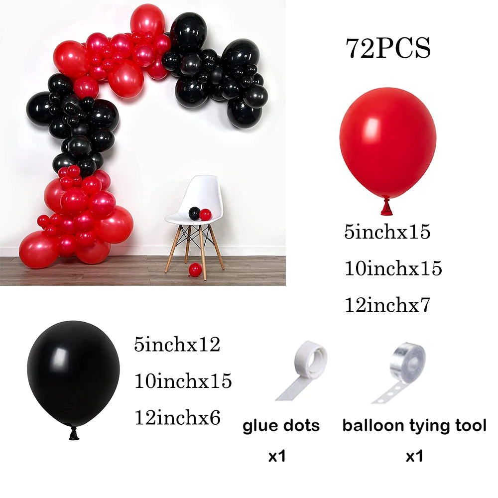 1 Set Red Black Balloons Garland Arch Kit Baby Shower Birthday Decorations Red White Black Silver Balloon Graduation Party Decor