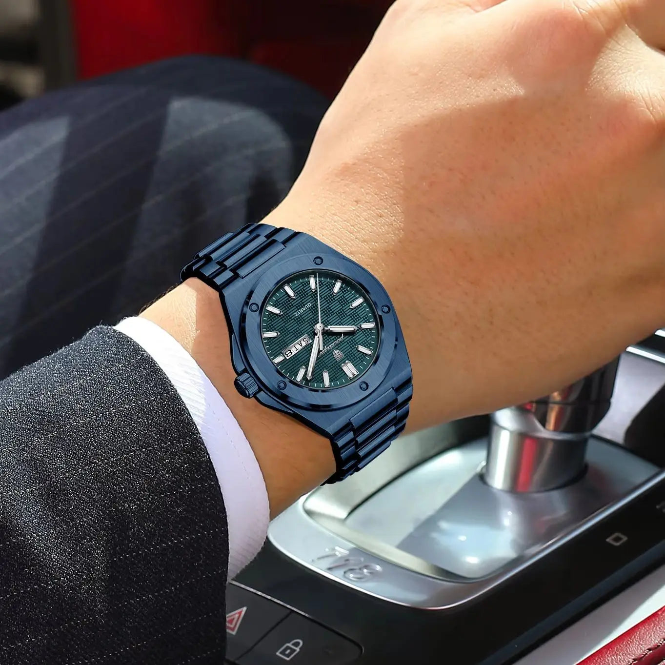 POEDAGAR Business Quartz Men's Clock Date Week Waterproof Luminous Sport Male Watch Stainless Steel Casual Watches For Man Reloj